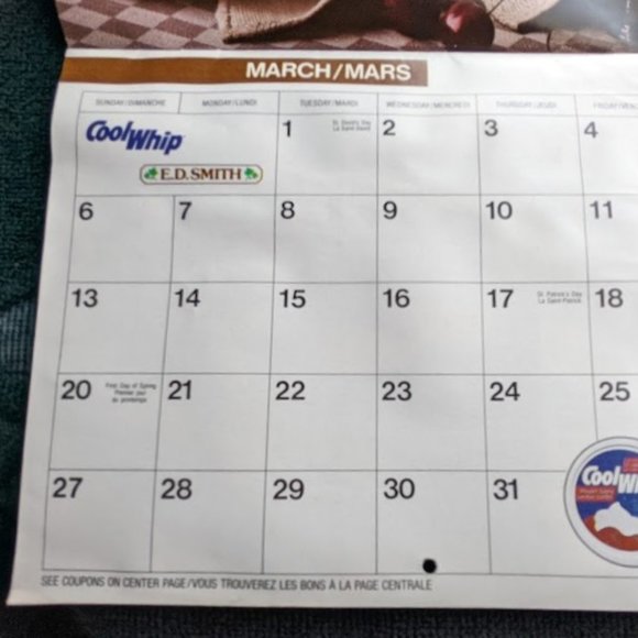 15% OFF Vintage 1988 Calendar/Planner Featuring Monthly Recipes © 1987 - Picture 14 of 16